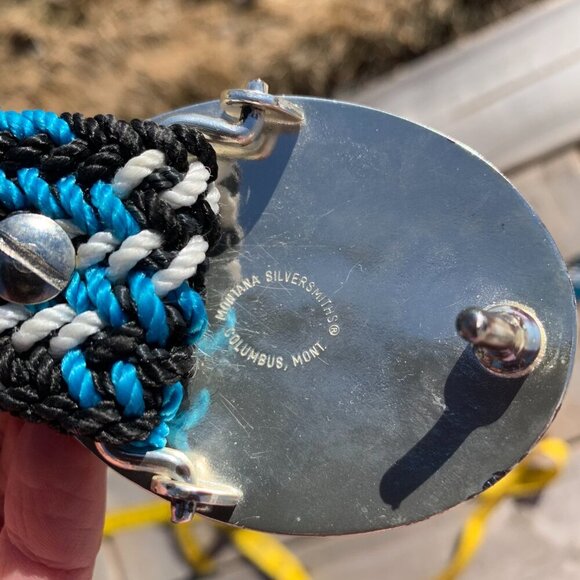 Vintage Montana Silversmiths Silver Engraved Gold Initial Buckle Braided Belt - Picture 8 of 13